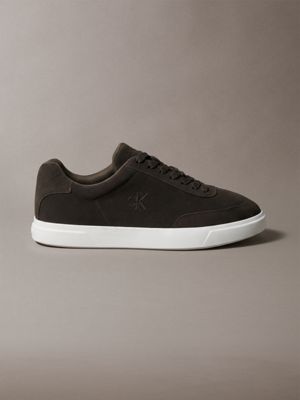 black suede signature logo trainers for men calvin klein