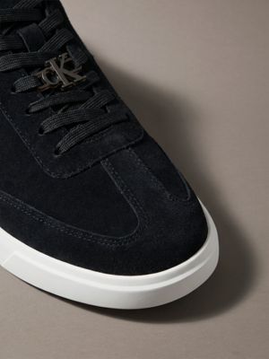 ck black suede signature logo trainers for men calvin klein