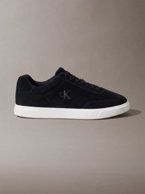black suede signature logo trainers for men calvin klein