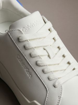 off white/marina leather durable traction chunky trainers for men calvin klein