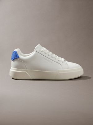 white leather durable traction chunky trainers for men calvin klein