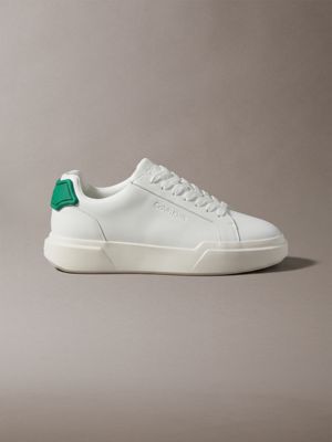 white leather durable traction chunky trainers for men calvin klein