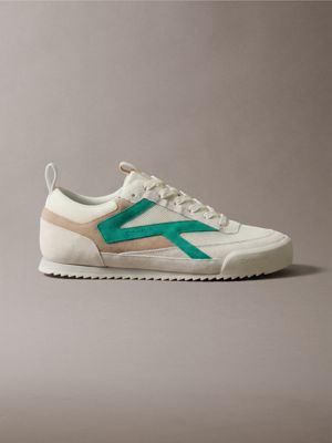 beige ck kay - suede runner trainers for men calvin klein