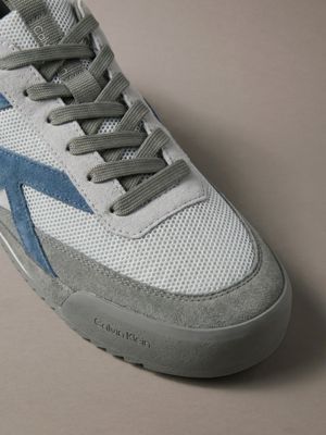 granite gray/formal grey/navy teal ck kay - suede runner trainers for men calvin klein
