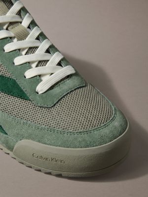 ck kay - zapatillas de running de ante london fog/sea spray/street green de hombres calvin klein