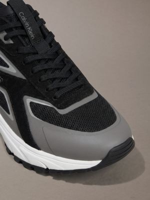 black/granite road knit mesh runner trainers for men calvin klein