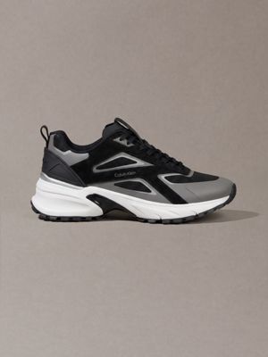 black knit mesh runner trainers for men calvin klein