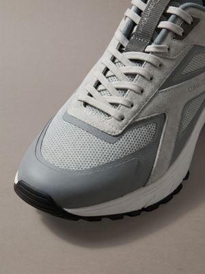 zapatillas deportivas de malla de punto light grey/granite grey de hombres calvin klein