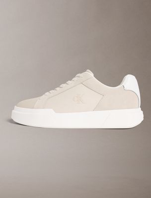 beige ck avenue - suede logo trainers for men calvin klein