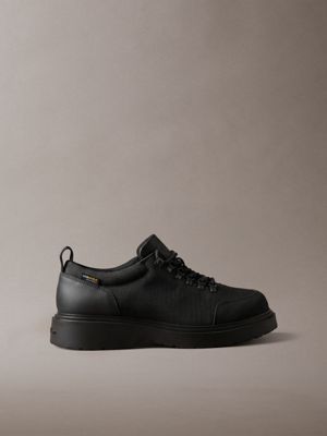 black water-repellent lug hiking shoes for men calvin klein