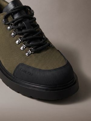 olive night/black water-repellent lug hiking shoes for men calvin klein