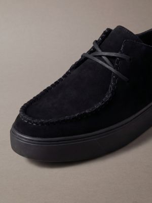 triple black suede hybrid cupsole lace-up shoes for men calvin klein