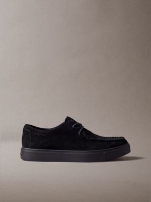 black suede hybrid cupsole lace-up shoes for men calvin klein