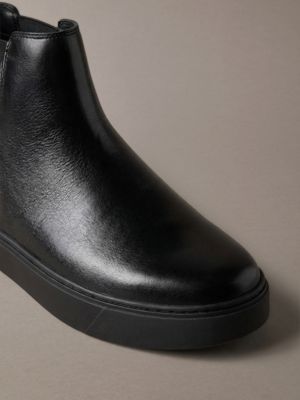 triple black leather hybrid cupsole chelsea boots for men calvin klein