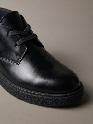 triple black leather airfit® cushioned desert boots for men calvin klein