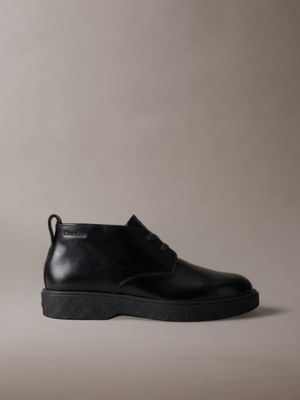 black leather airfit® cushioned desert boots for men calvin klein