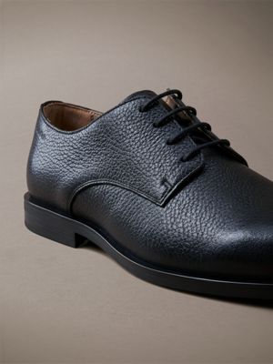 triple black theo - leather derby lace-up shoes for men calvin klein