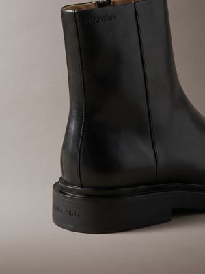 triple black leather zip ankle boots for men calvin klein