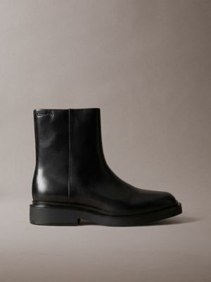 black leather zip ankle boots for men calvin klein