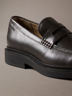 turkish coffee leather penny loafers for men calvin klein