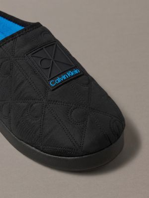 black/diveblue quilted logo slippers for men calvin klein