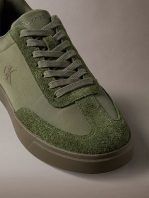 baskets en daim mélangé avec logo emblématique olive night/rocky brown pour hommes calvin klein