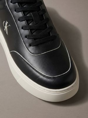 black/dk ecru ck baseline - met leer gevoerde sportschoenen voor heren - calvin klein