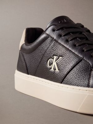 fudge/light cashew ck baseline - leather signature trainers for men calvin klein