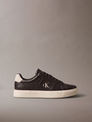 black ck baseline - leather signature trainers for men calvin klein
