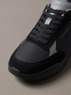 black/mockingbird suede chunky dad trainers for men calvin klein