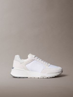 white suede chunky dad trainers for men calvin klein