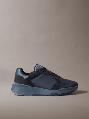 blue suède chunky dadsneakers voor heren - calvin klein