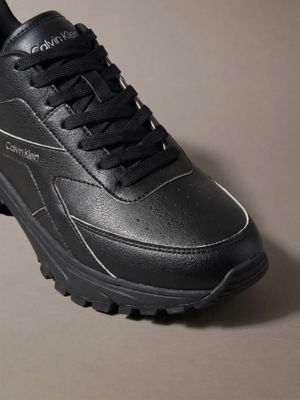black/dk ecru traction runner trainers for men calvin klein