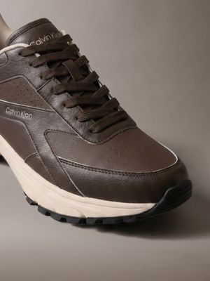 rocky brown/light cashew traction runner-sportschoenen voor heren - calvin klein