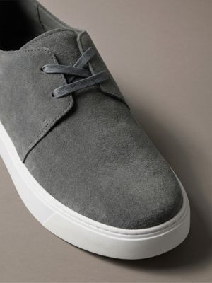 granite gray/off white suede hybrid derby shoes for men calvin klein