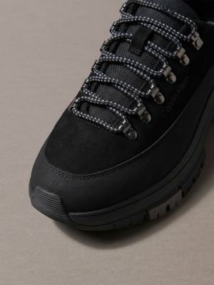 triple black nubuck leather hybrid trekking shoes for men calvin klein