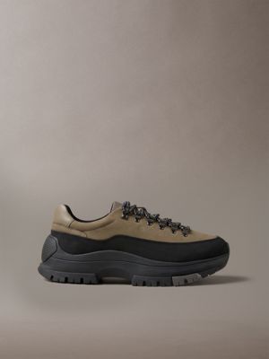 brown hybride wandelschoenen van nubuckleer voor heren - calvin klein