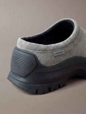 desert taupe/black suede hybrid trekking mules for men calvin klein