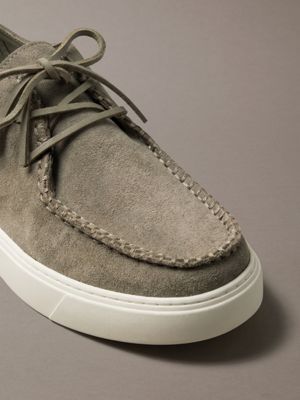 desert taupe/marshmallow suede hybrid derby shoes for men calvin klein