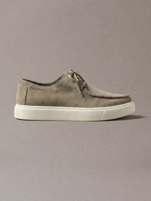 gold suede hybrid derby shoes for men calvin klein