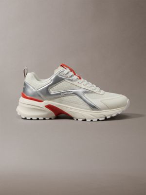 white runner-sneaker aus strick mit metallic-akzenten für herren - calvin klein