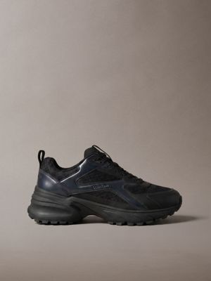 sneakers runner metallizzate in maglia  da uomini calvin klein