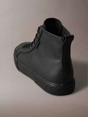 triple black ck leo - tonal rubber high-top trainers for men calvin klein