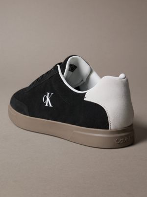 black/white/desert taupe suede signature logo trainers for men calvin klein