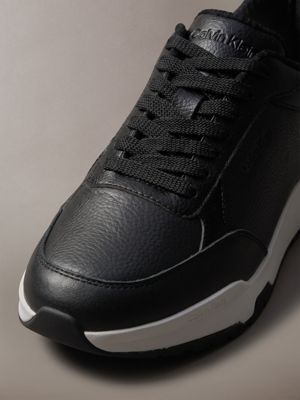 black/white/granite gray/black leather chunky dad trainers for men calvin klein