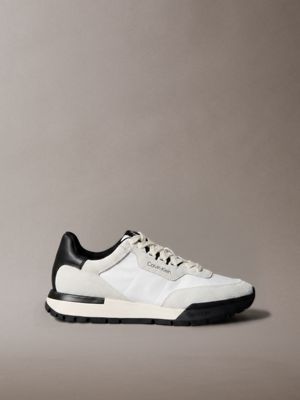 white suede signature runner trainers for men calvin klein