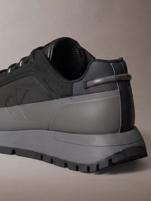 black/granite gray signature mudguard runner trainers for men calvin klein