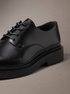 triple black leather derby lace-up shoes for men calvin klein