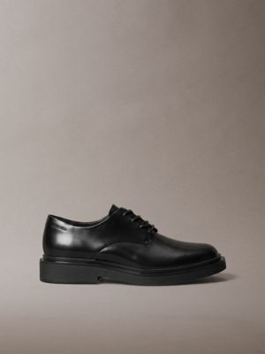 black leather derby lace-up shoes for men calvin klein