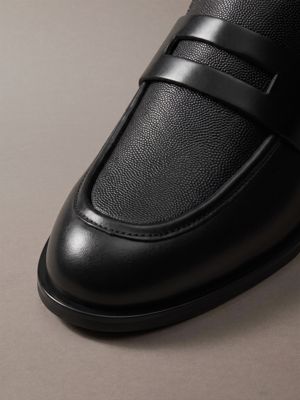 triple black theo - leather penny loafers for men calvin klein